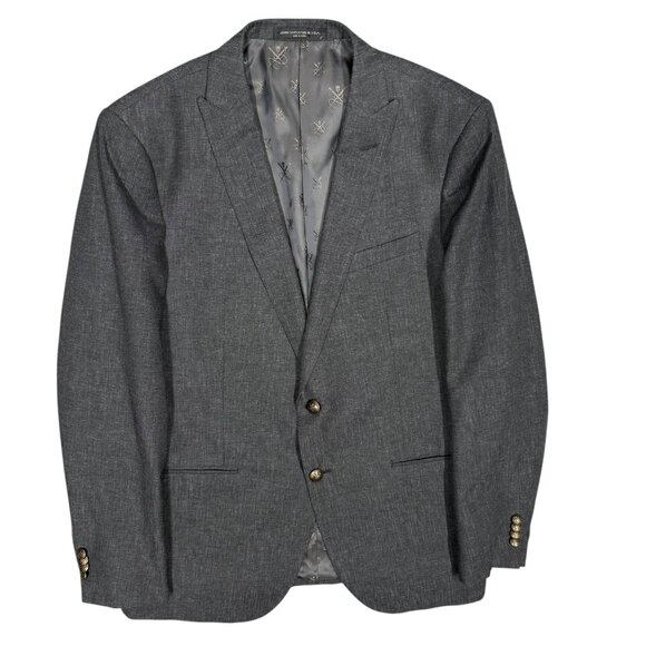 John Varvatos USA Blazer Signature Tailored Cotton Sport Coat Textured Grey 42R - Picture 1 of 10